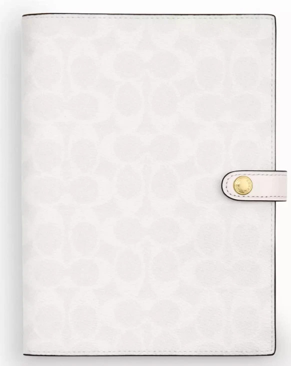 Coach Notebook – CZ198 White Chalk Signature Canvas/Smooth leather