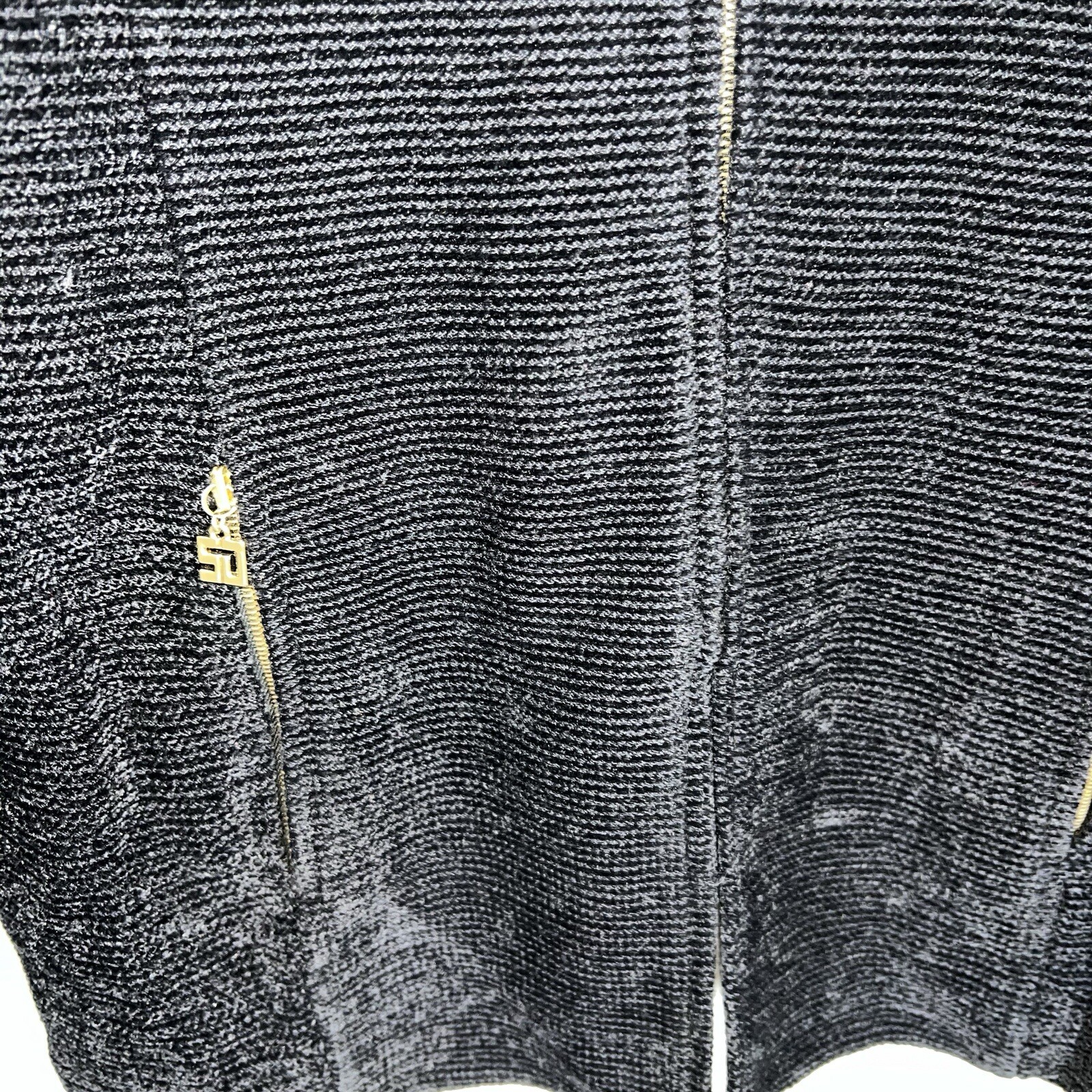 St John Collection By Marie Gray Full Zip Chenille Jacket Coat-Black-Size 6
