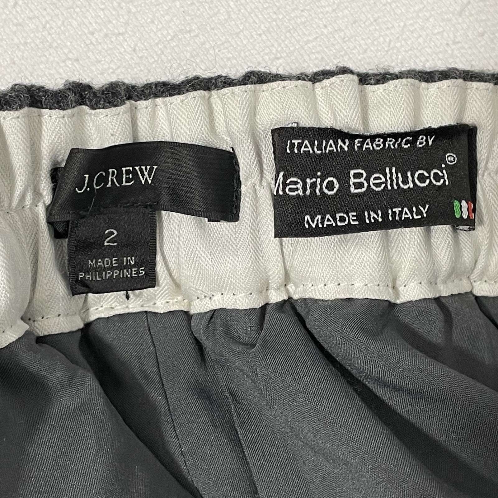 J. Crew Mario Bellucci Pants Womens Size 2 Gray Italian Wool Blend Elastic Waist