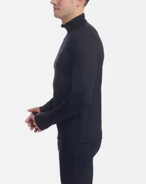 Paradox Men’s 1/4 Zip Merino Blend Performance Base Layer Top, Black, Size L