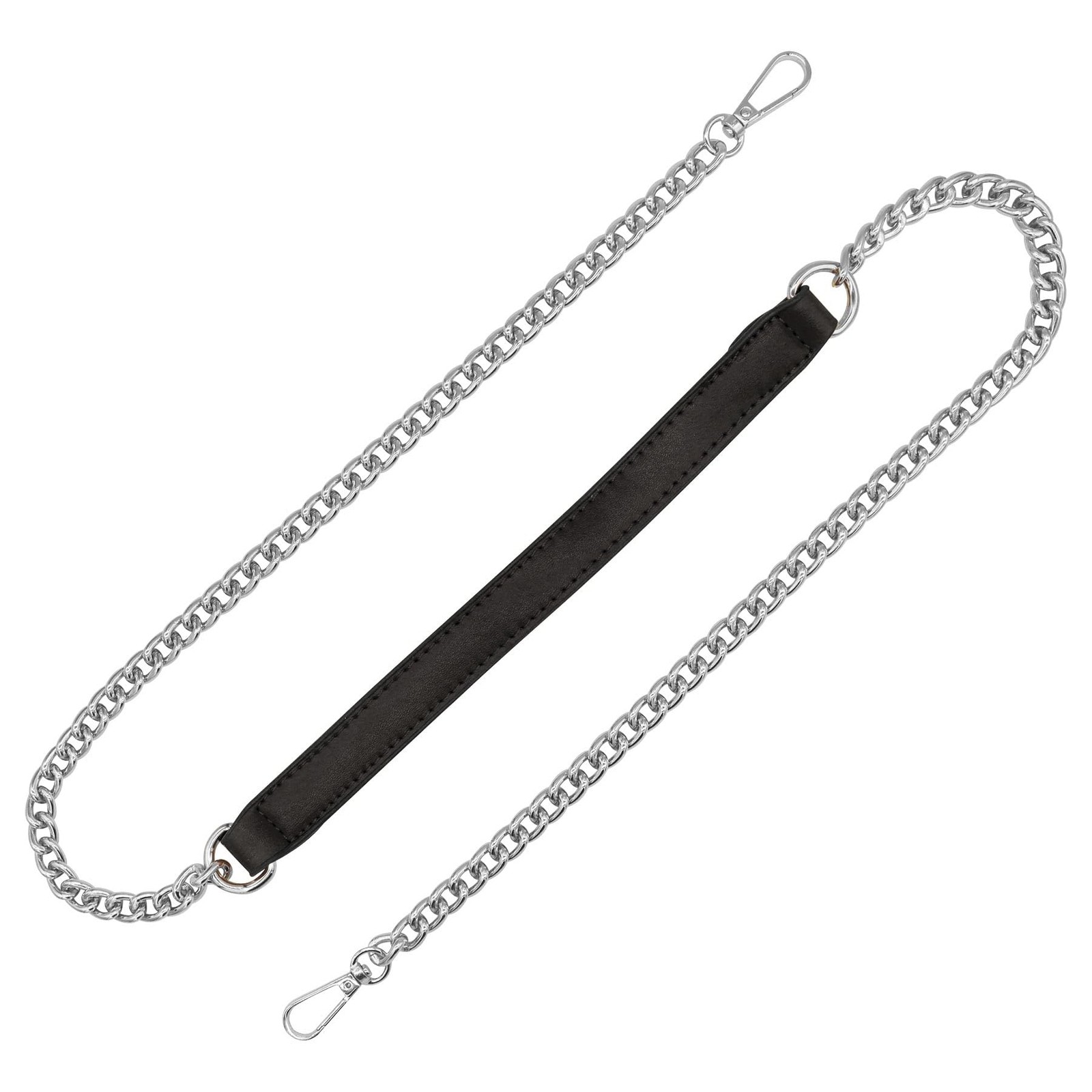 Black 4.7 Inch Purse Chain Strap, Leather Metal Chain Strap Handbag Chain Pur…