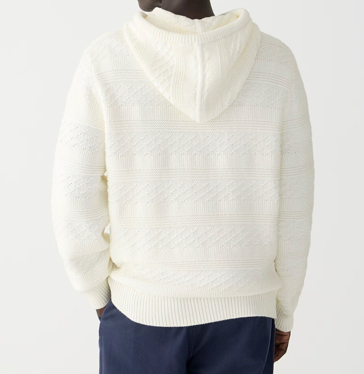 NWT J Crew Guernsey Stitch Hooded Knit Sweater Hoodie in Sea Salt White