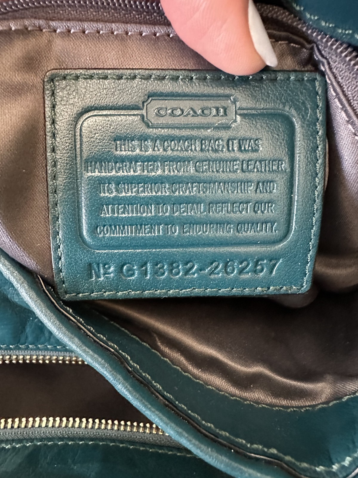 Coach Madison Phoebe Dark Teal Gathered Leather 3 Compartments Shoulder Bag