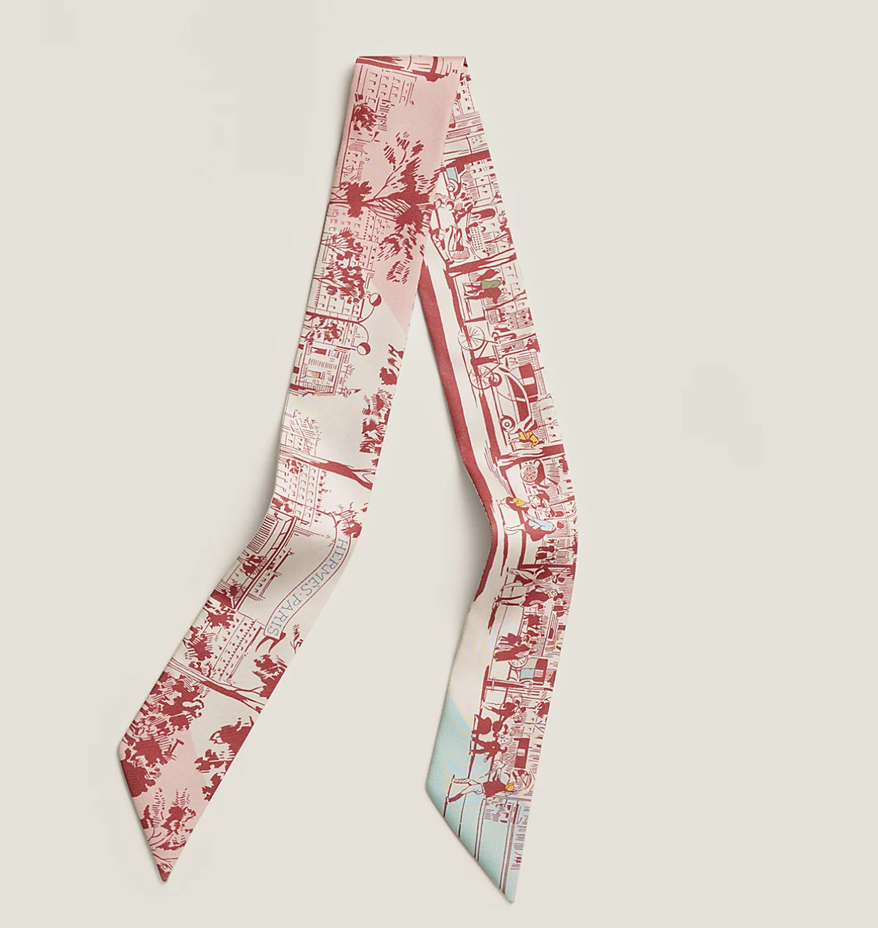 New Hermes A l’Ombre des Boulevards Twilly Silk – Crème / Framboise / Bleu Pink
