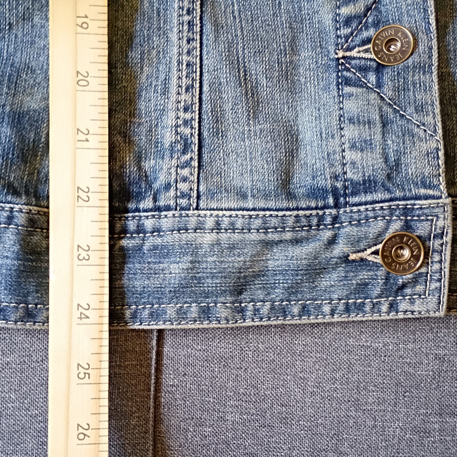 Calvin Klein Jeans Women’s Blue Embroidered Button Jacket Collared Pockets 3XL