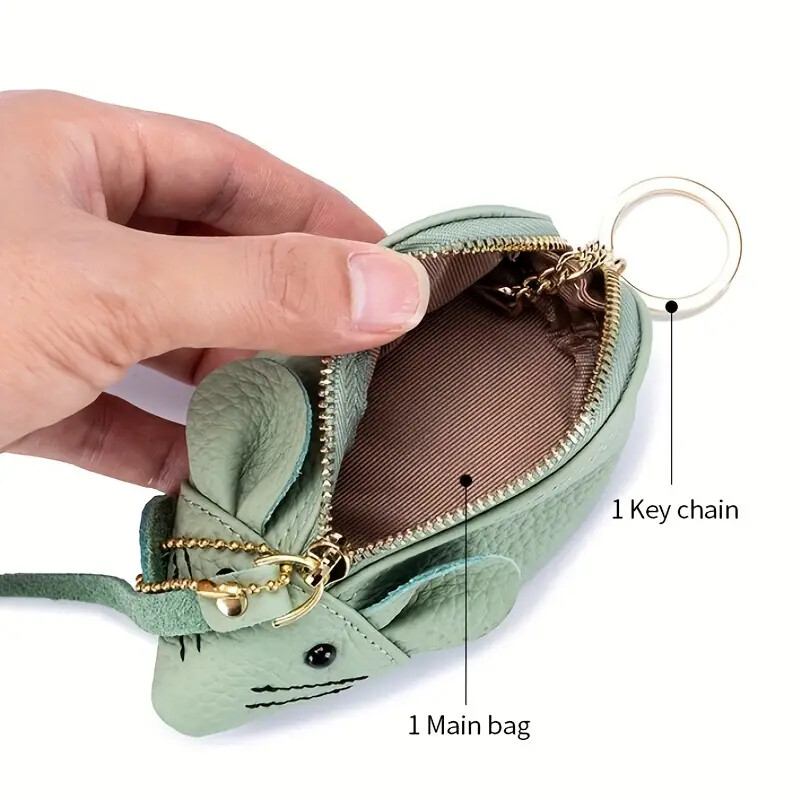 Genuine Leather *Adorable MOUSE POUCH-MAKEUP BAG-PURSE* Choose your color