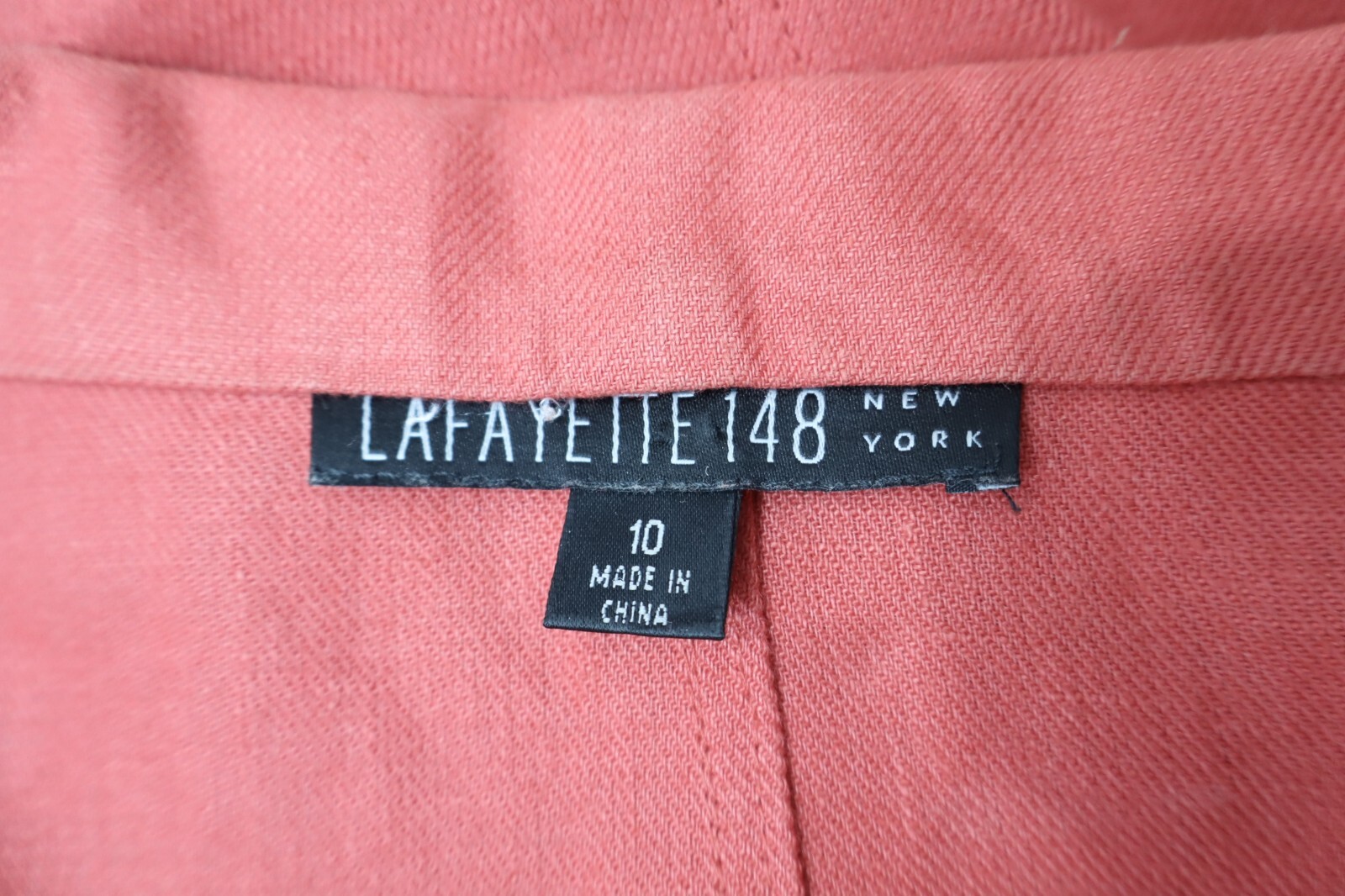 NEW LAFAYETTE 148 Women’s 100% Linen Jacket Long Sleeve Deep Coral Red Size 10