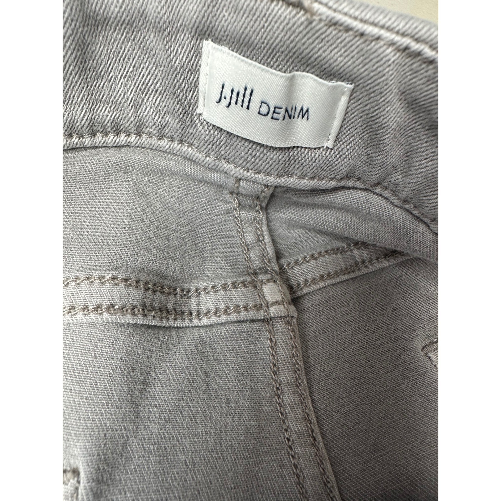 J.Jill Womens High Rise Cropped Pull On Jeans 14P Grey Stretch Denim Capri Pants
