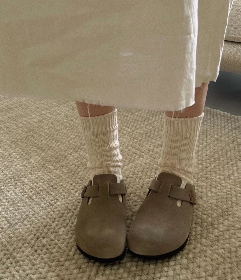 New Birkenstock Boston Suede Leather Soft Footbed Taupe