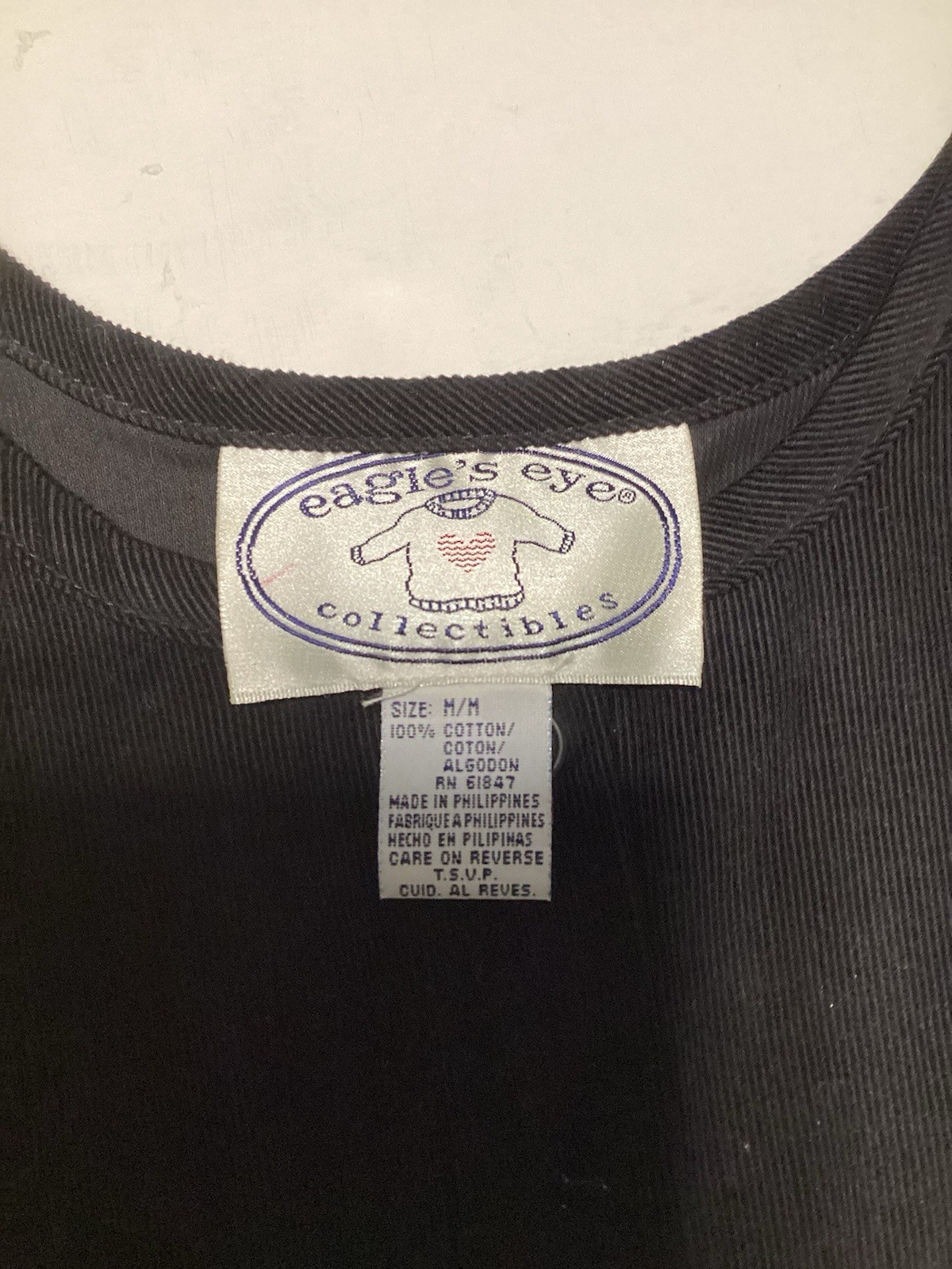 Eagles Eye Collectibles Black Corduroy Jumper Size M Button Up Front Sleeveless
