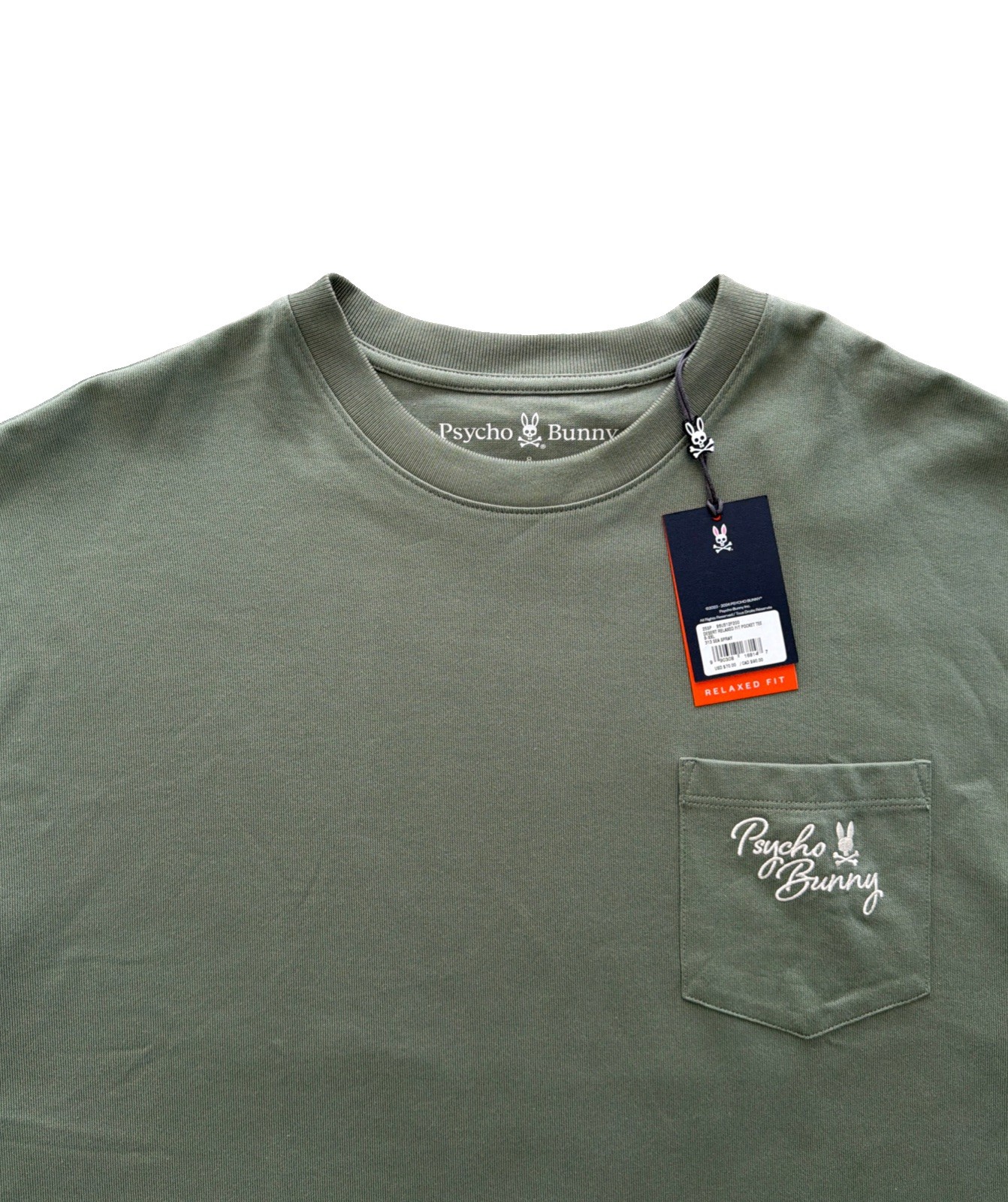 PSYCHO BUNNY Desert Heavy Weight Relaxed Fit Pocket T-shirt Mens 8/XXL Sea Spray
