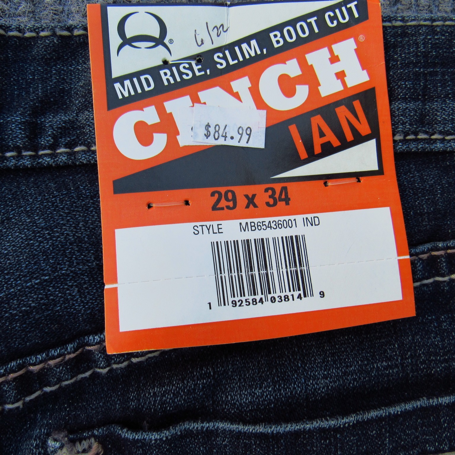 Cinch Men’s Ian Slim Fit Jeans Dark Stonewash Size 29×34 Cotton Blend NWT