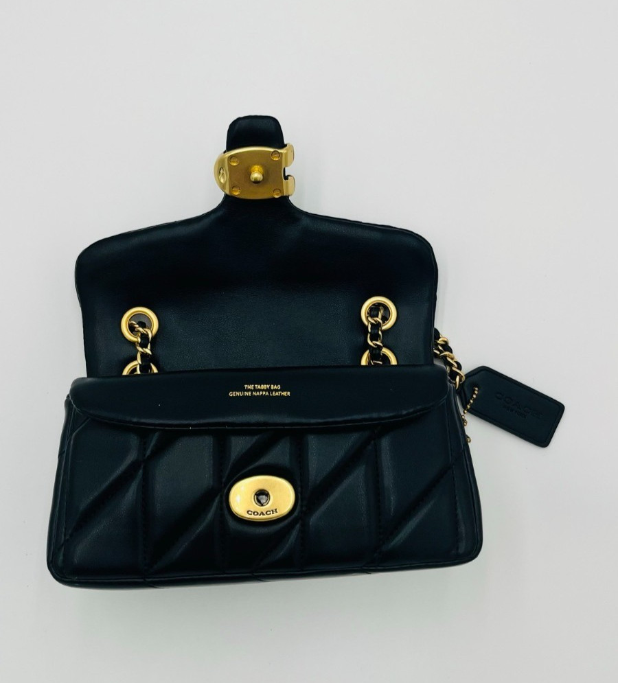 Coach Tabby 20 Black Pillow Quilted Leather Shoulder Crossbody Bag Women Purse
