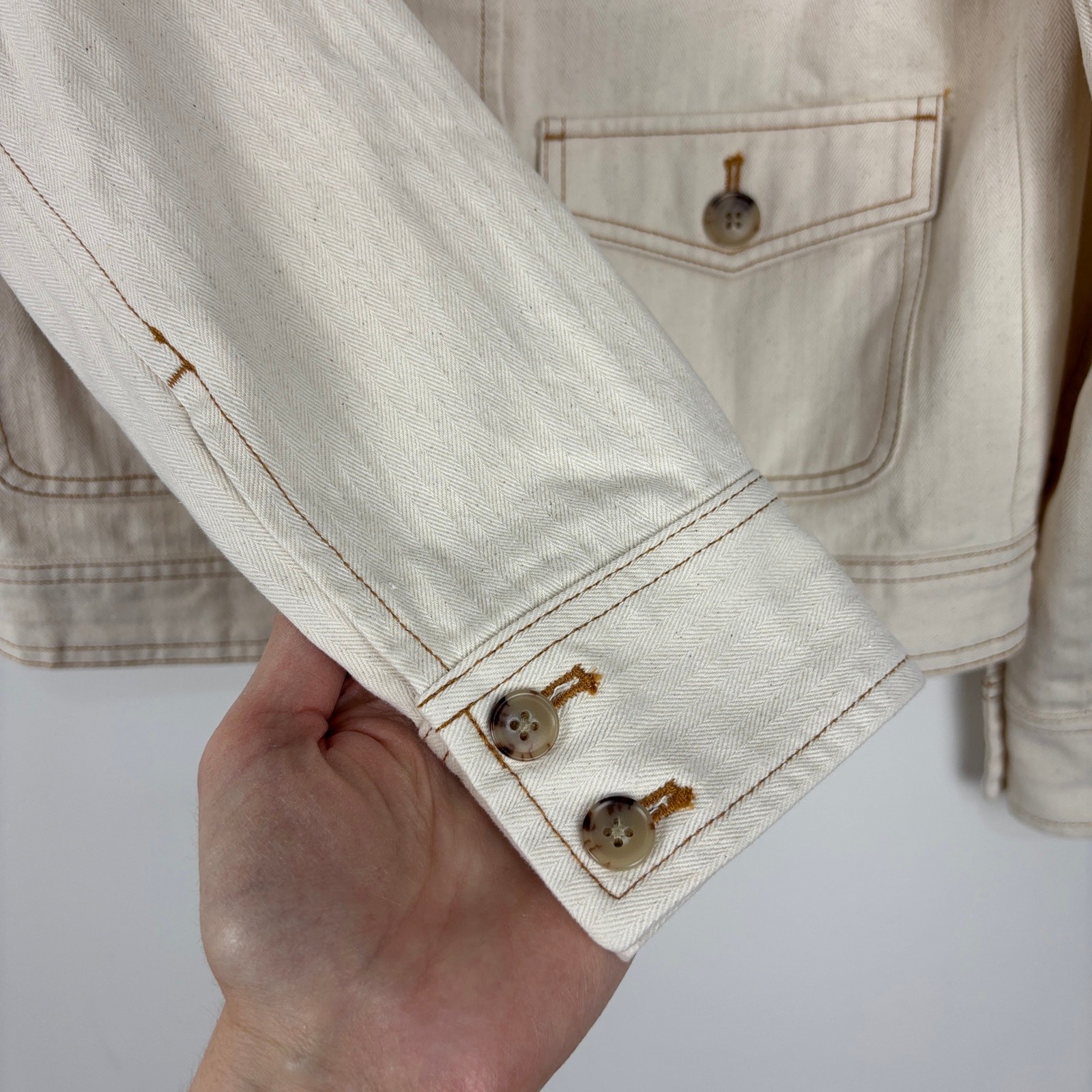 J. Crew Lightweight canvas chore jacket XXS Ecru Herringbone NEW CC262 utility