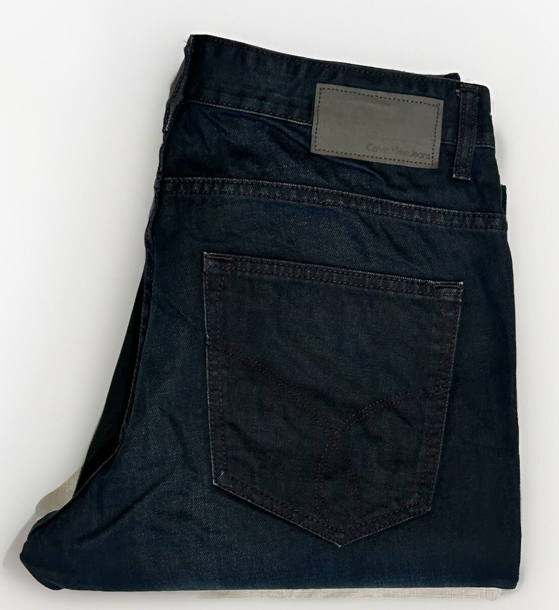 CALVIN KLEIN JEANS 34 X 30 SLIM STRAIGHT WAXED DARK RINSE ACTUAL 32 To 33 Waist
