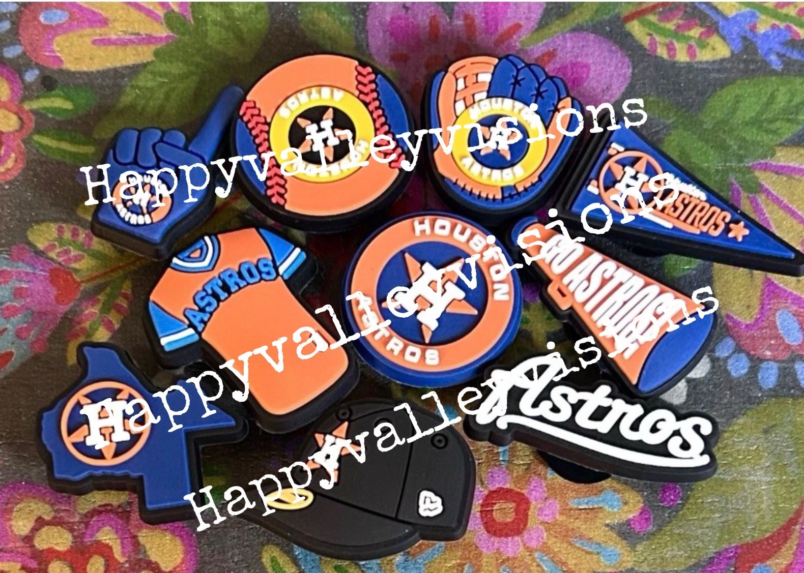 10 Piece HOUSTON Baseball Team Shoe Charms Clog Decorations PVC