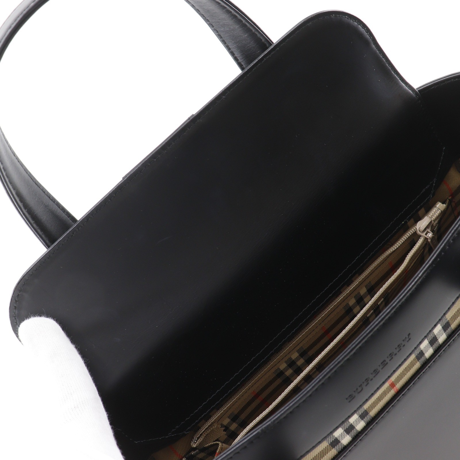 BURBERRY Nova Check Handbag black leather Women