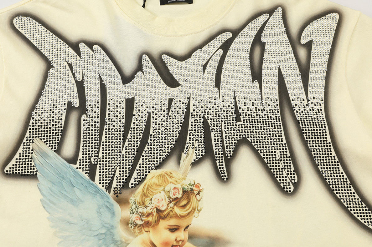 NEW Mixed Emotion Cream “Jetski” Rhinestone Tee Streetwear Graphic Cotton