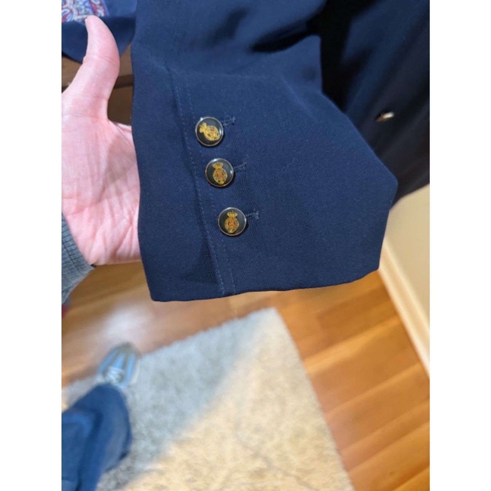 Bogner Virgin Wool Navy Blazer 18 Short Gold Crest Buttons Old Money Preppy