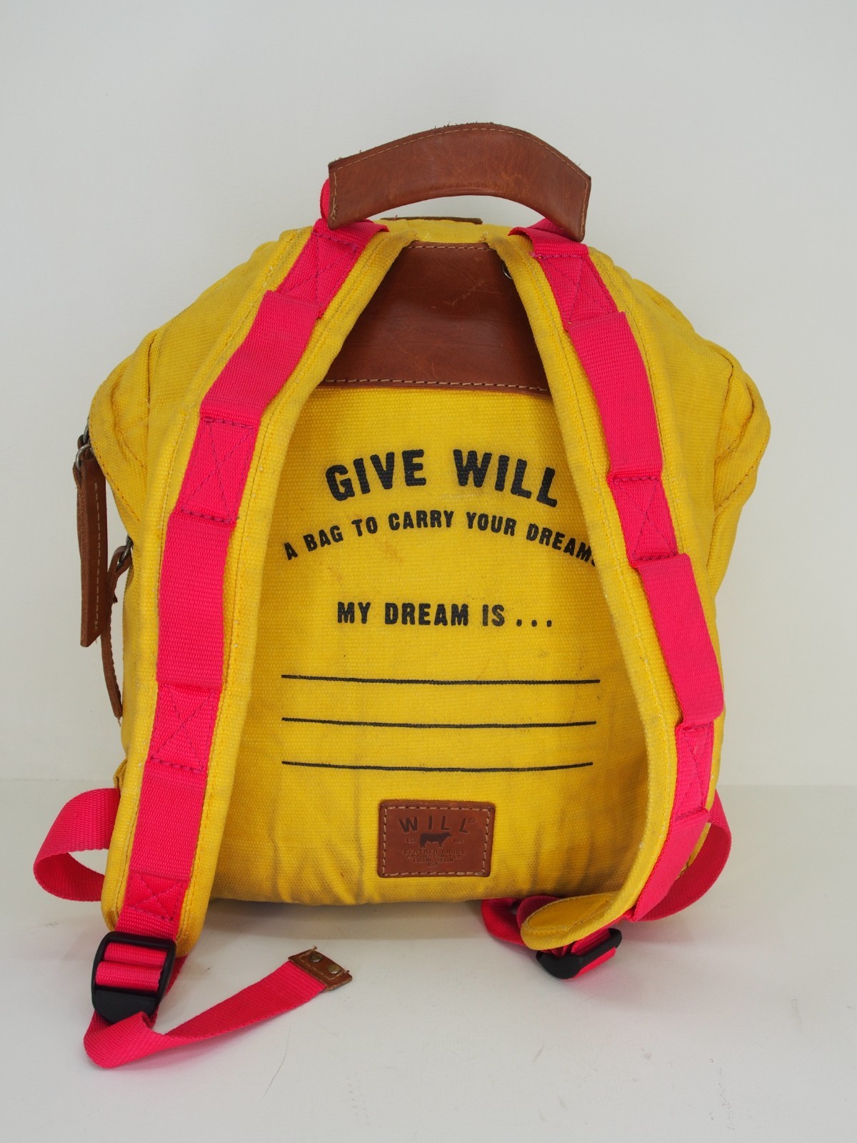 WILL LEATHER GOODS Backpack Yellow Canvas leather Campus Style bag