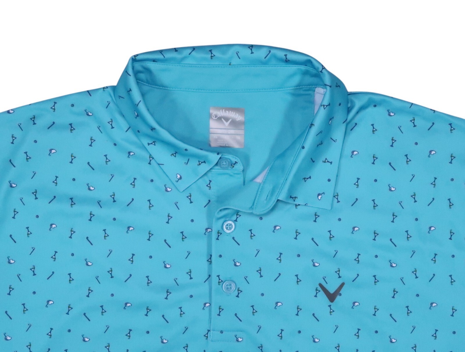 CALLAWAY jerse MENS XL POLO SHIRT PERFORMANCE GOLF CLUB COCKTAIL MARTINI PRINT