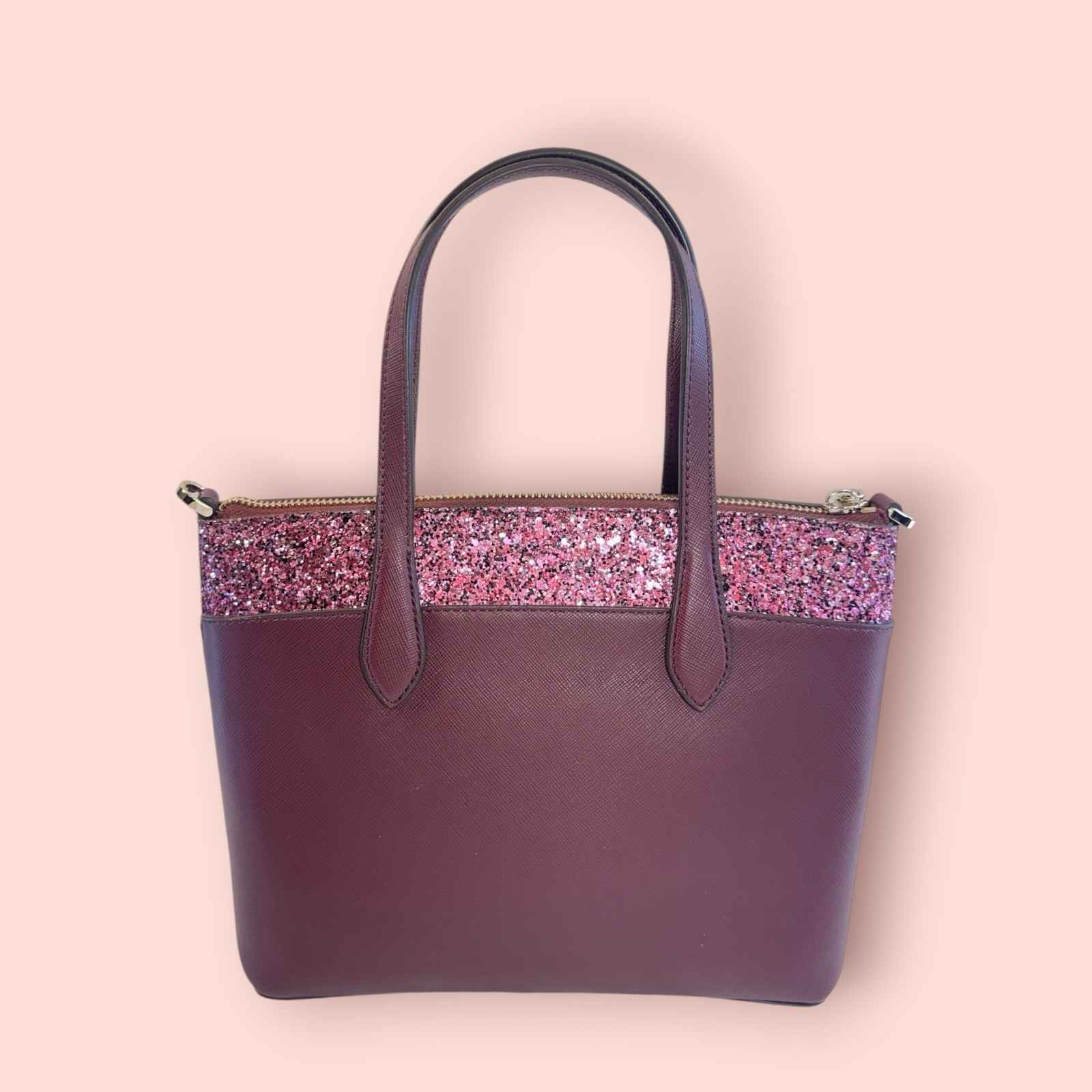 KATE SPADE New York Flash Glitter Small Satchel Bag Cherrywood EUC