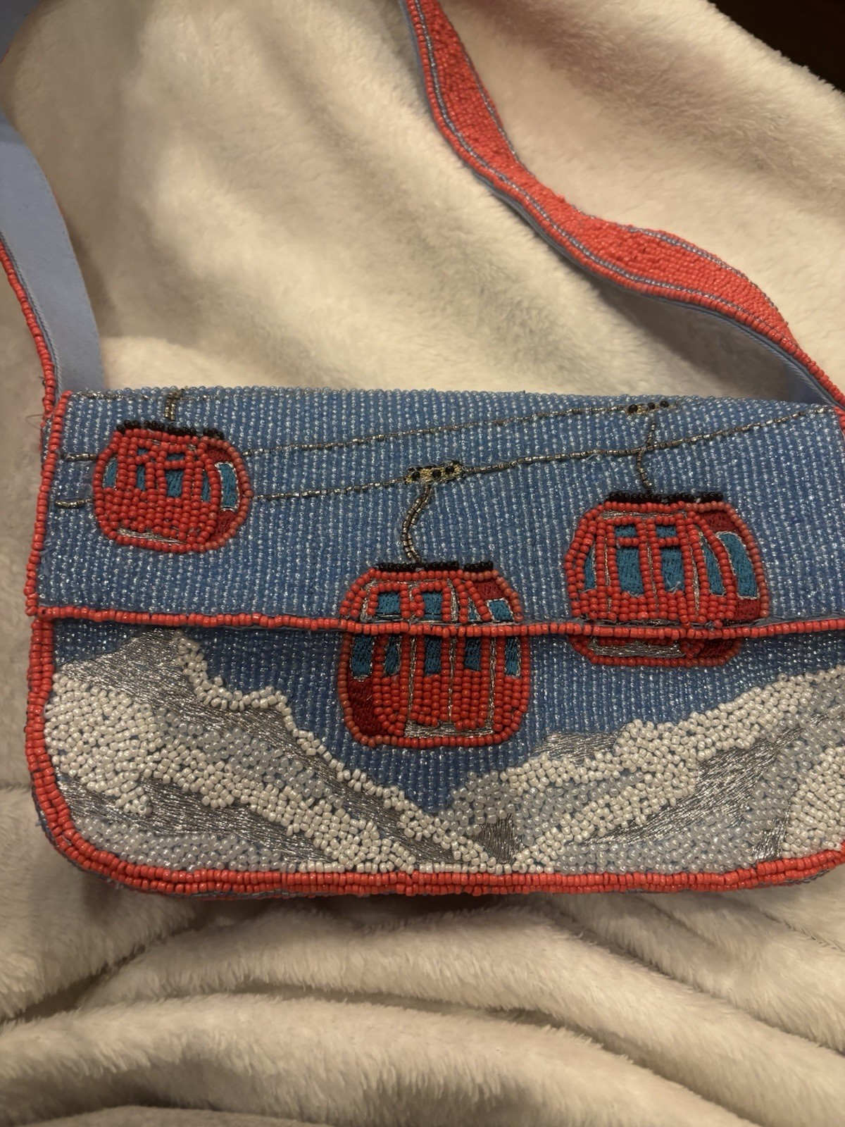 NEW Anthropologie Fiona Beaded Bag Winter Icon Gondola Ski Lift Handbag Sold Out