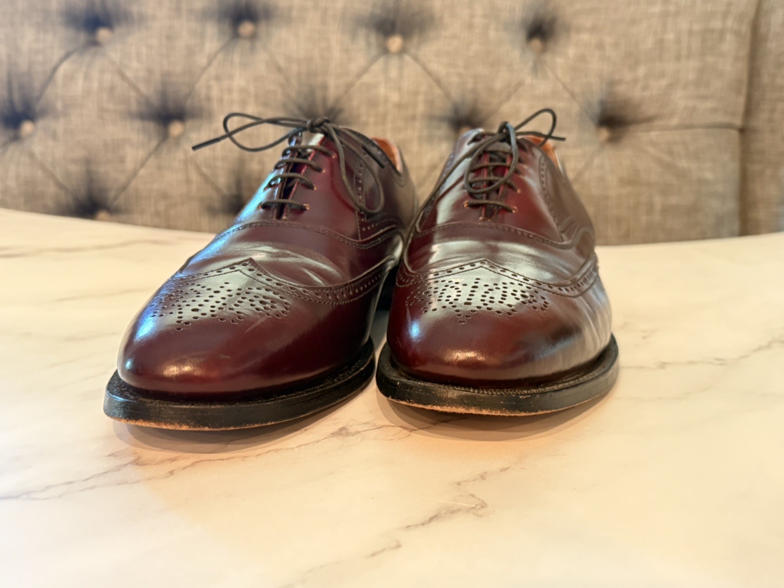 BOSTONIAN CLASSICS Men’s Burgundy Leather Wing Tip Oxfords Size 10.5 B Made USA