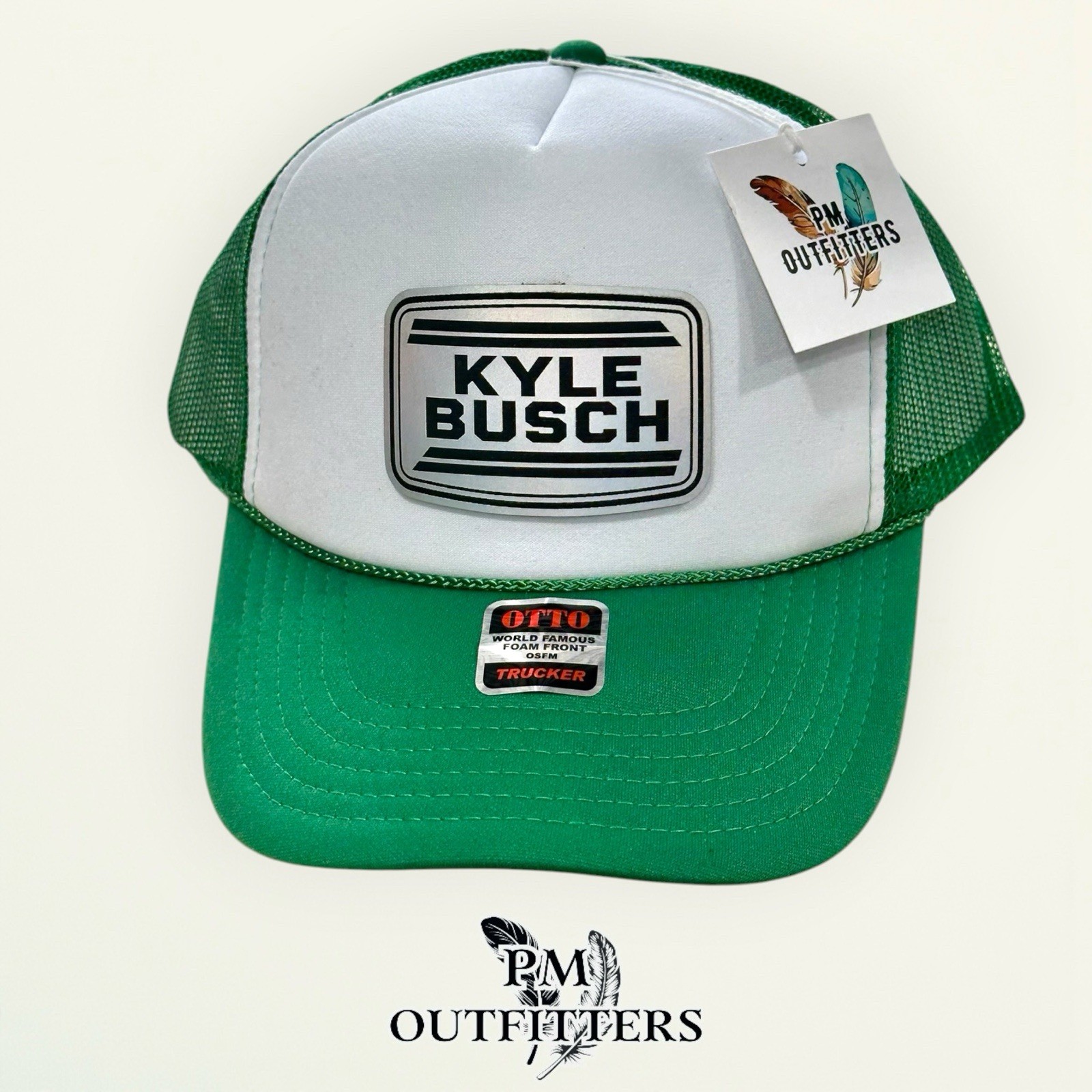 Kyle Busch Memorial Hat Otto Green White Foam Rope Trucker RIP Rowdy 1985-2026