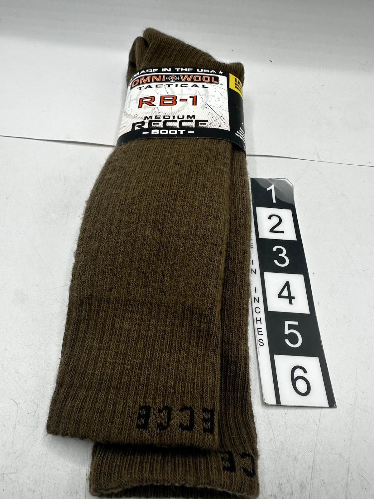Omni Wool RB-1 Recce Tactical Socks Brown Large Mens 9-12 Medium Weight
