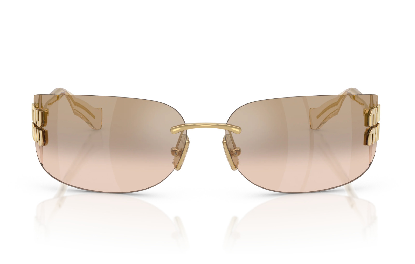 Miu Miu MU A51S 5AK20P Rectangle Sunglasses in Gold/Brown Lens (WITH PACKAGING)