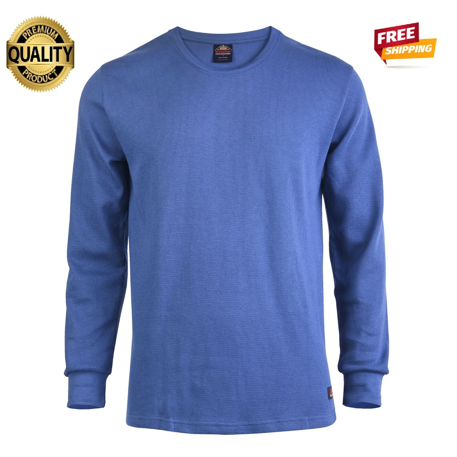 Thermal Shirt COTTON Warm Medium Weight Long Sleeve Crew Neck Waffle Men’s