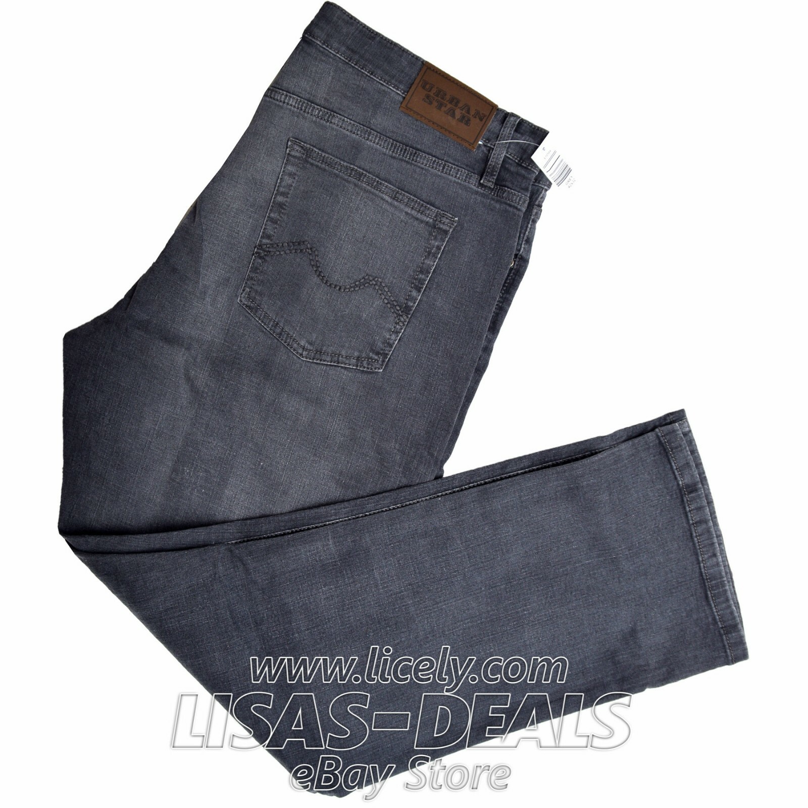New Mens Urban Star Jeans Denim Relaxed Fit Pants Blue Grey 30 32 34 36 38 42