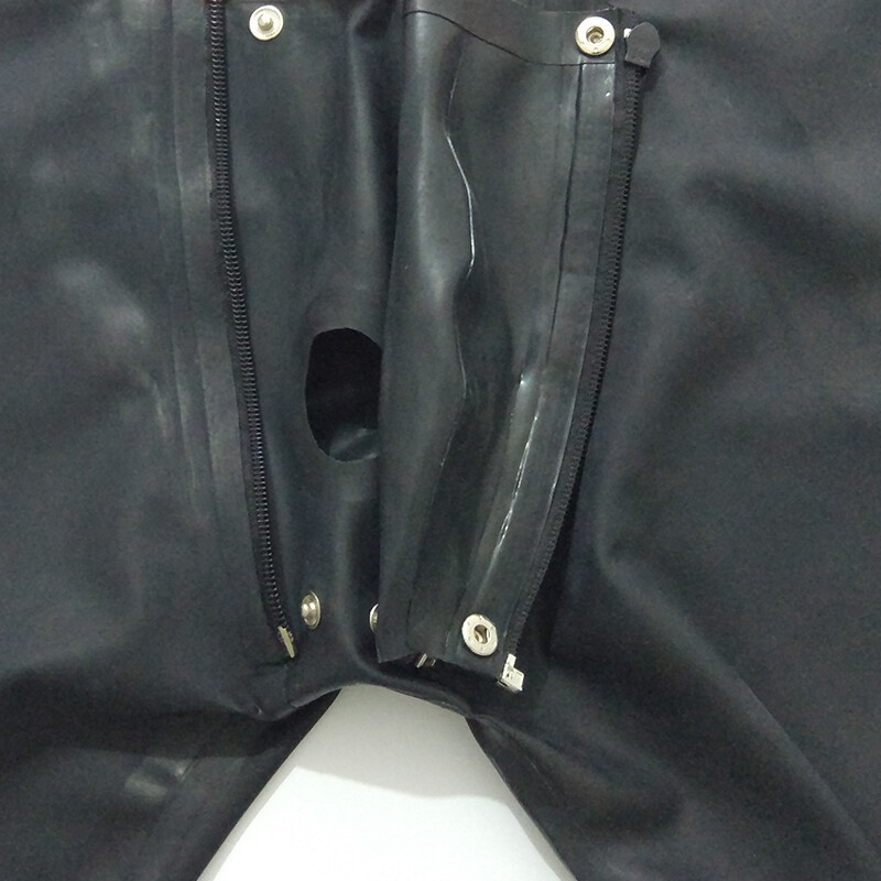 Men Latex Rubber Pants Trousers with Socks Crotch Inside Hide Openning JJ Hole