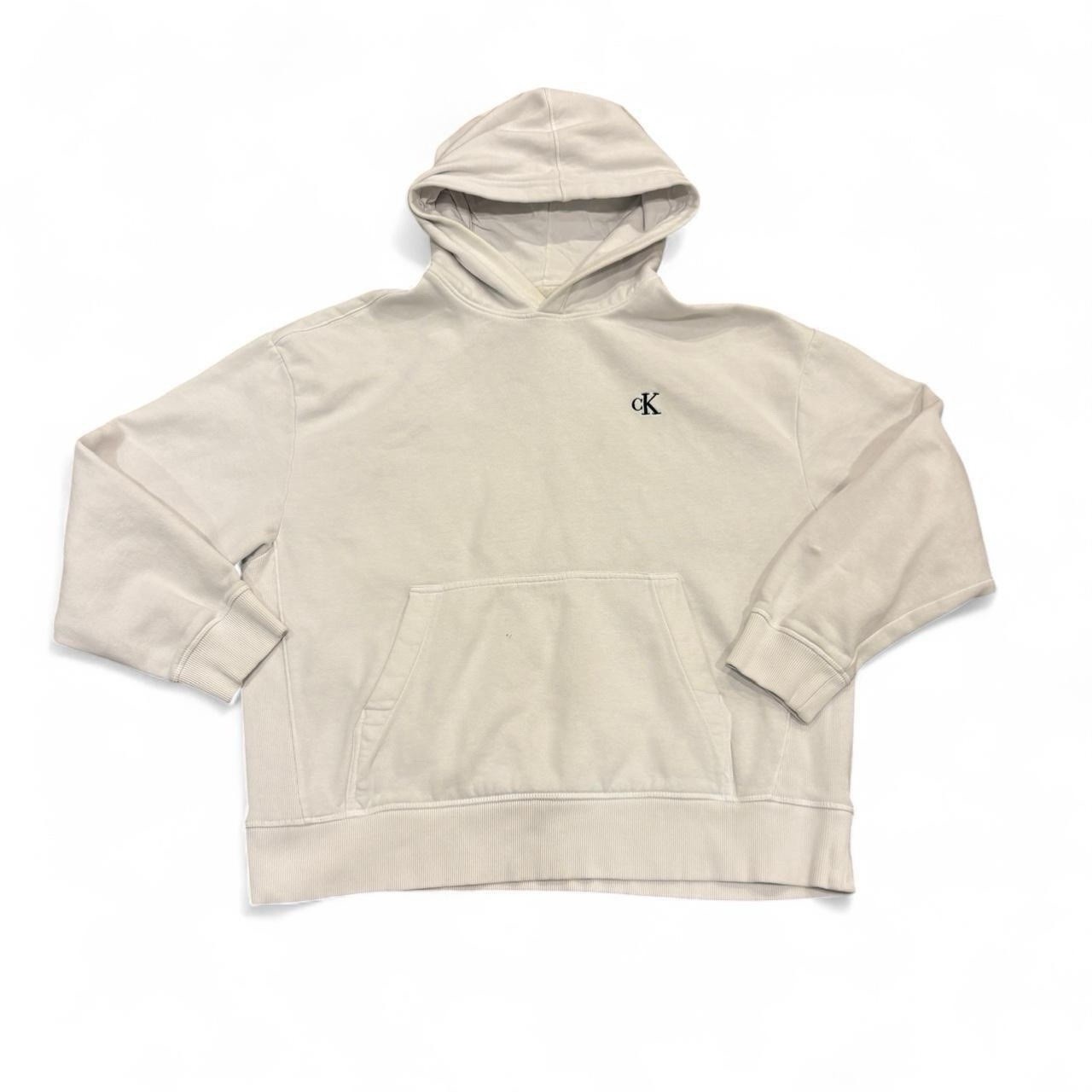 calvin klein white minimalist hoodie. comfy fit good condition medium unisex