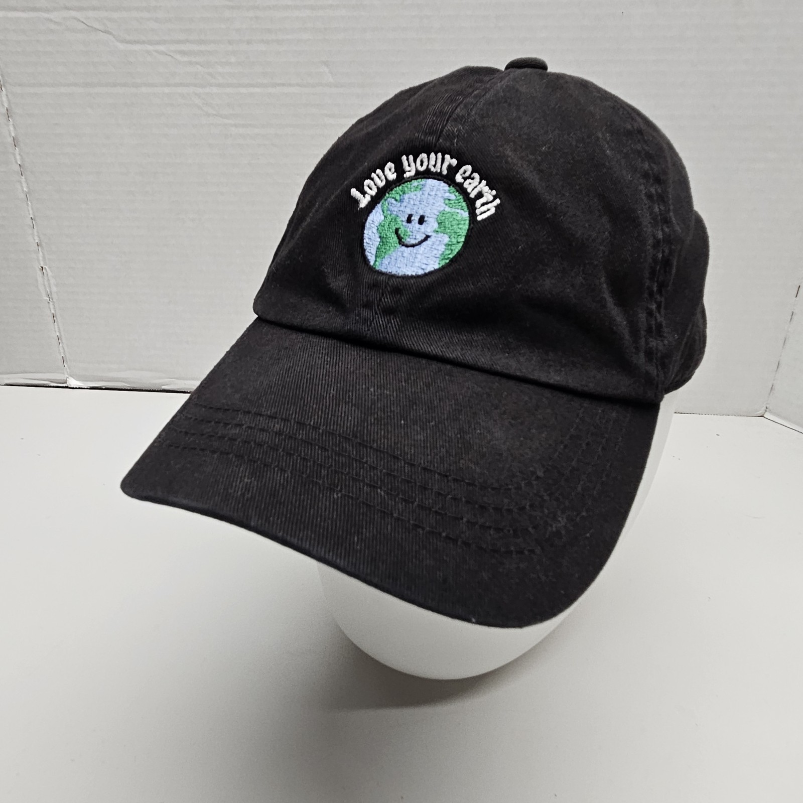 Love Your Earth Hat Adjustable Planet World Happy Environmental Cap Black