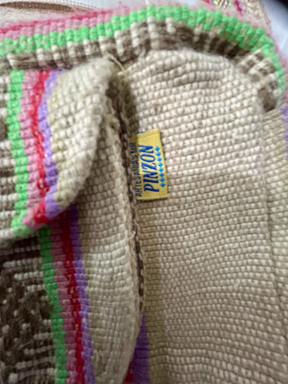 PINZON Woven Striped Beige Multicolor Crossbody Bag Zip, Adjustable Strap