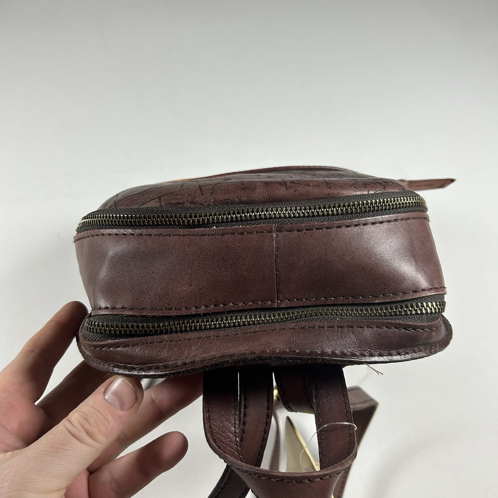 NWT Patricia Nash ITALIAN Leather Map Countries Western Backpack + Dust bag