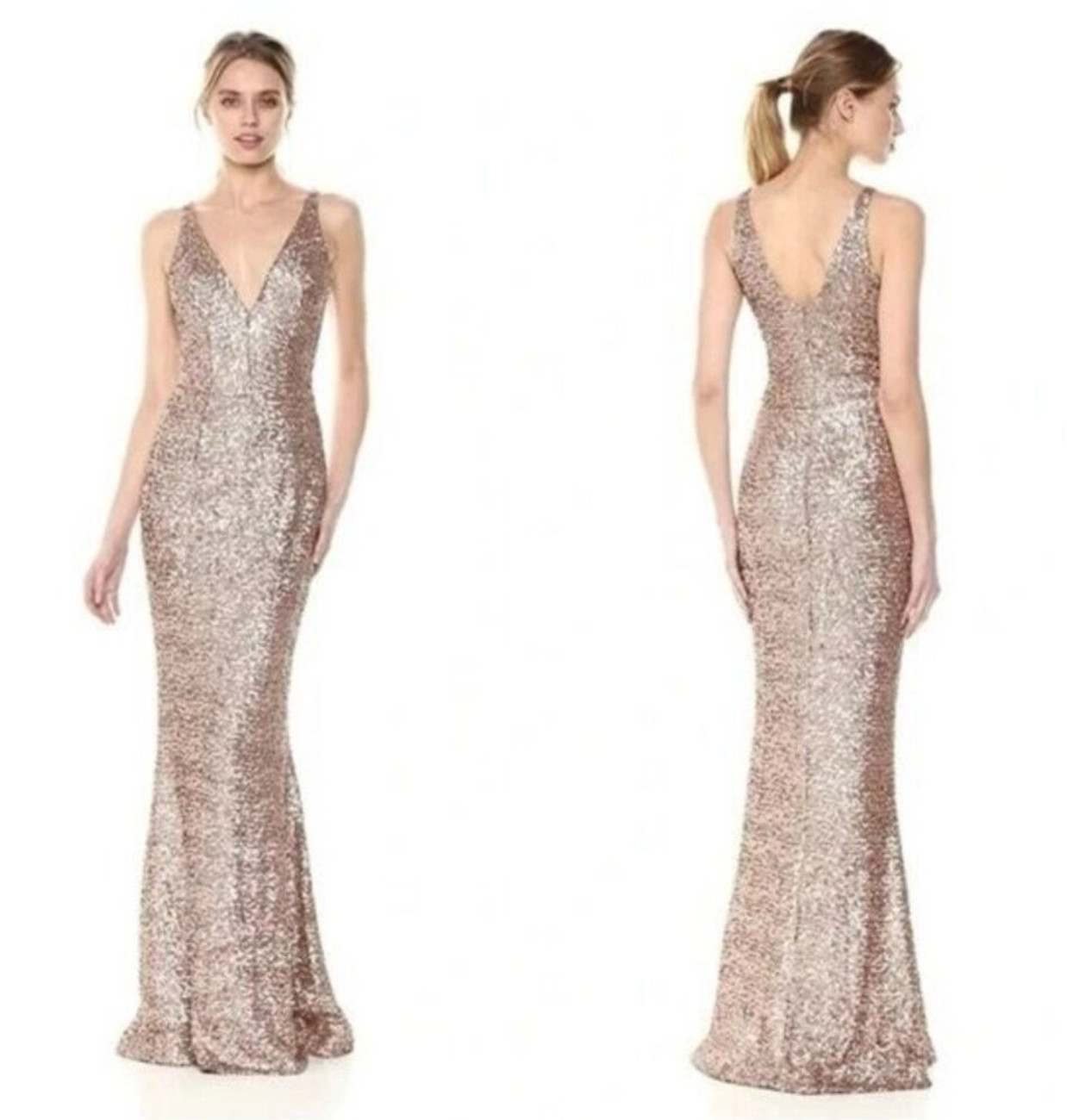 Dress The Population: Harper V-Neck Sleeveless Sequin Mermaid Gown