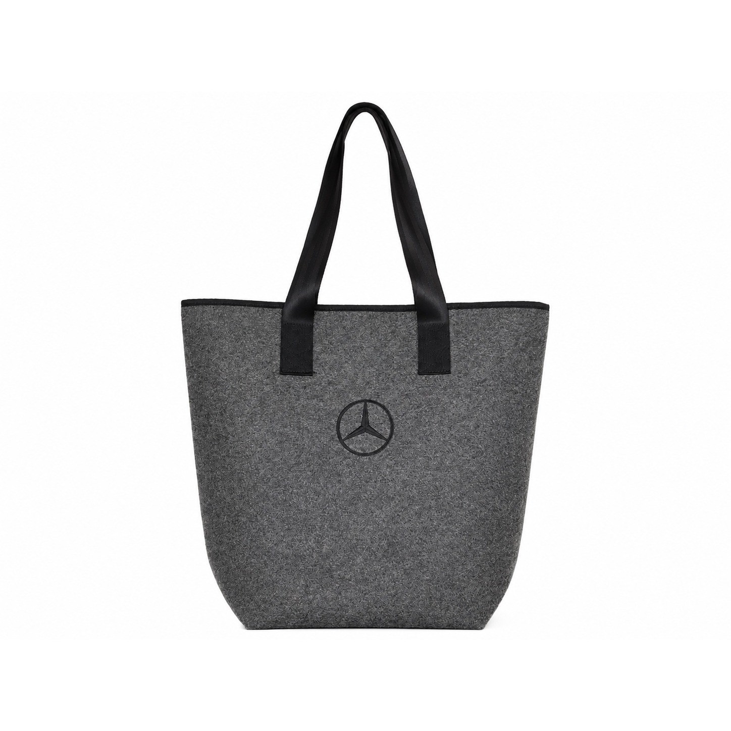 Mercedes Benz Gray Felt Tote Bag Black Logo Shopper Travel Carryall Minimalist