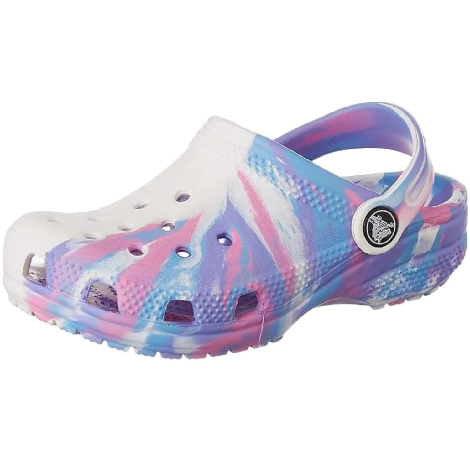Crocs Classic Marbled Clog Kids Tie-Dye White/Pink Multi Slip-On Shoes 1, 3