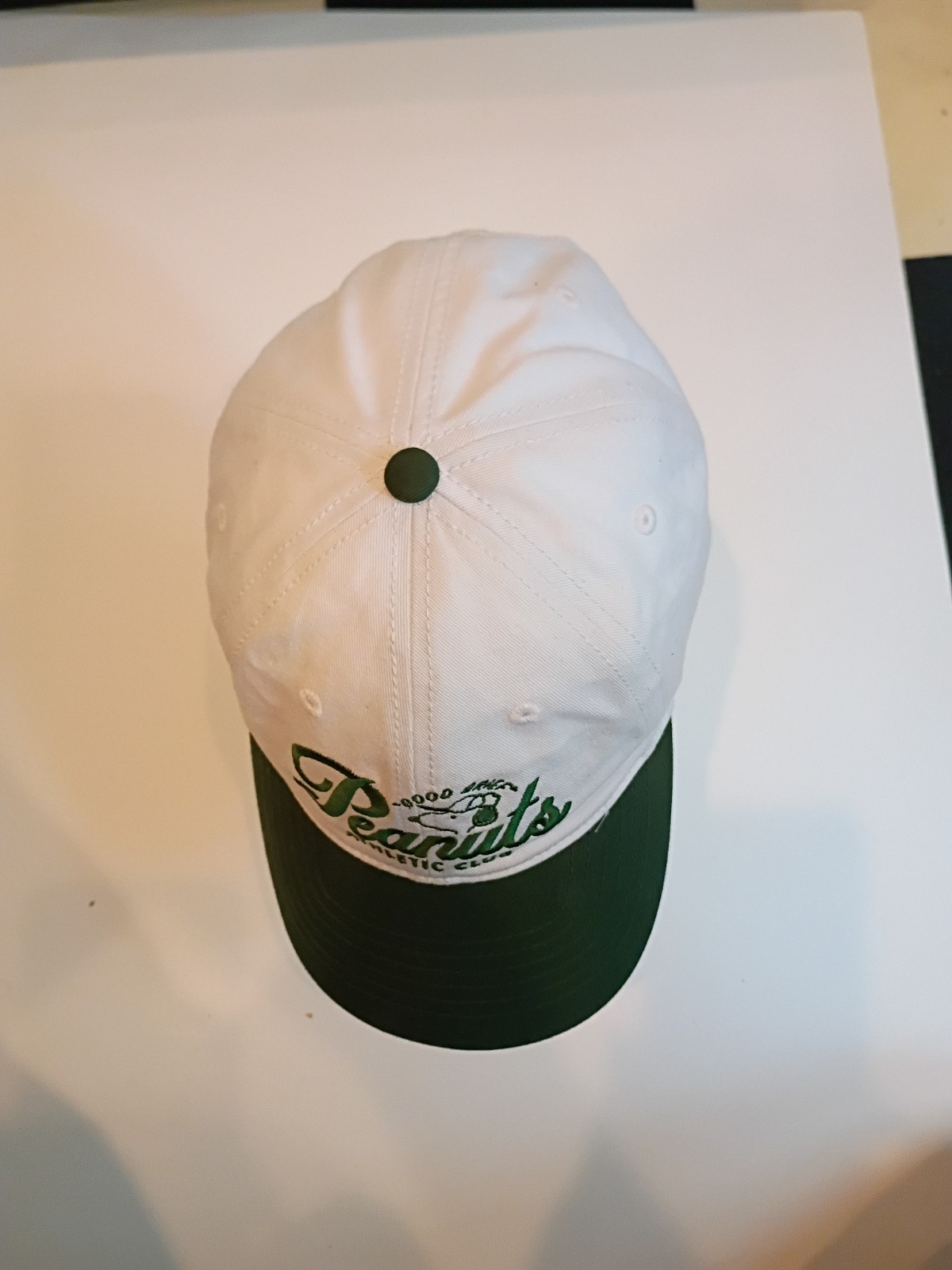 Snoopy Peanuts Athletic Club Good Grief baseball cap – white and green