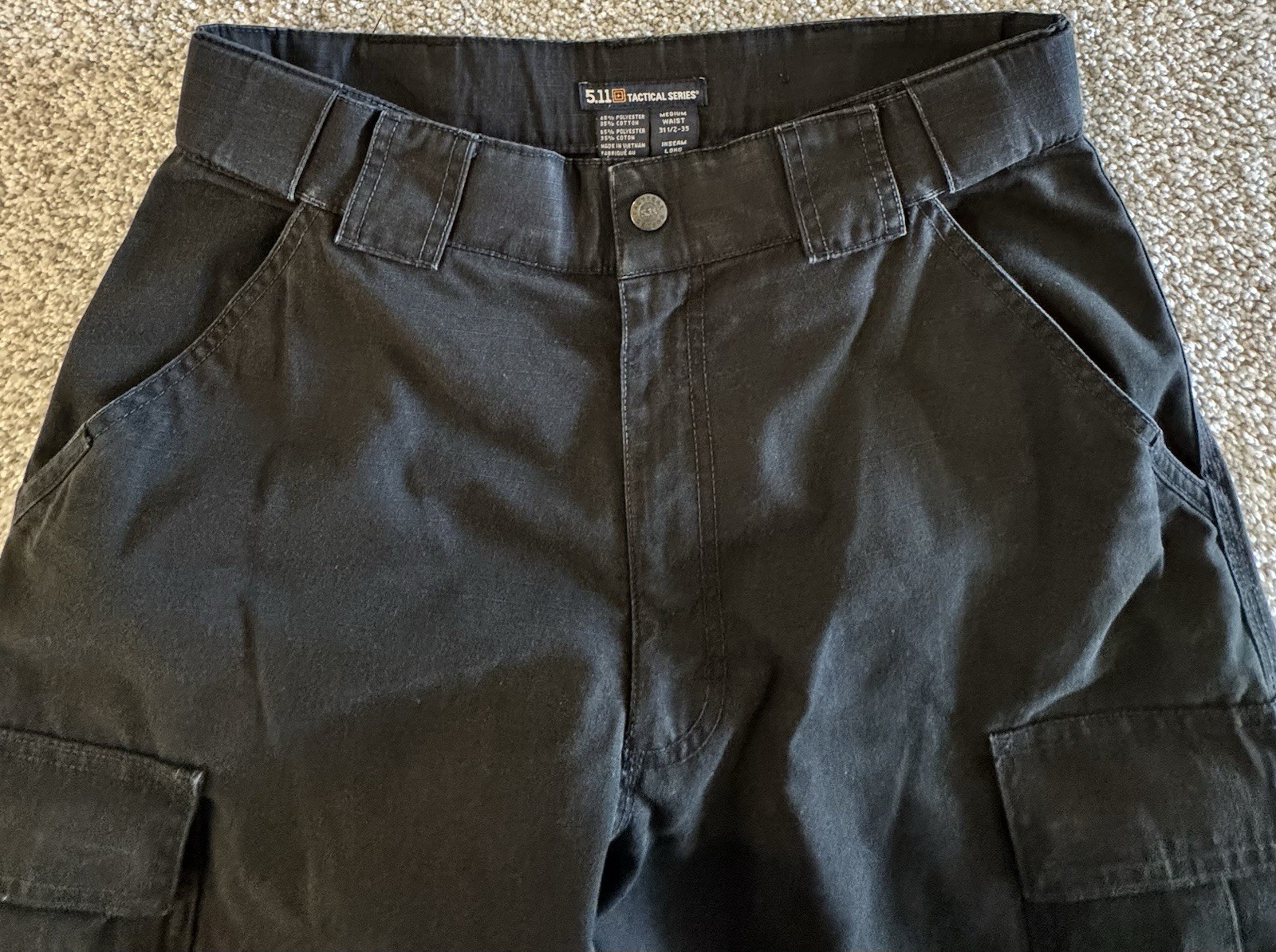 5.11 Tactical TDU Rip-Stop Cargo Pants Mens Medium Waist 74003 Black 511