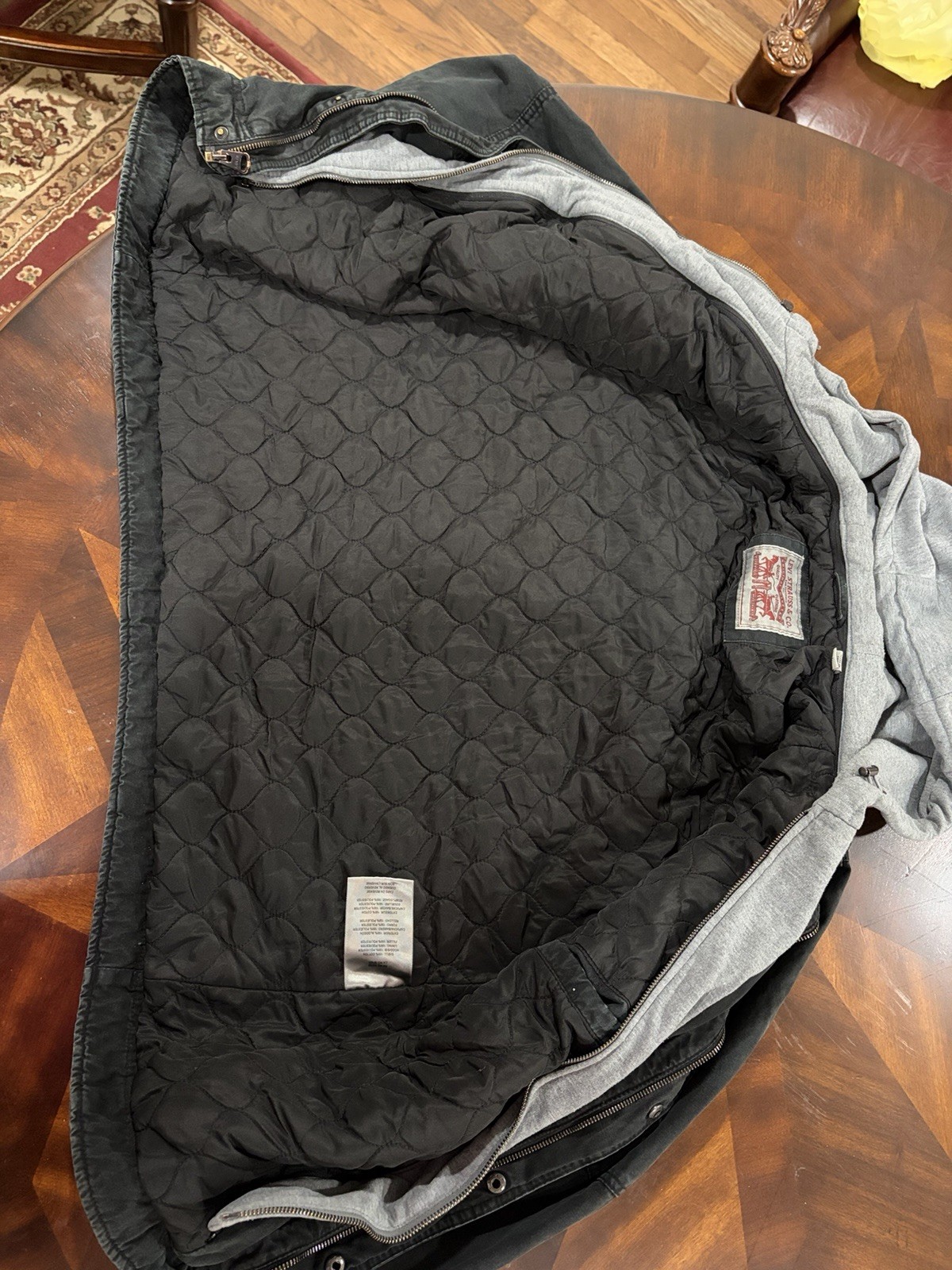 Levi Strauss & Co. Men’s Hooded Trucker Full Zip Jacket Black/Gray L