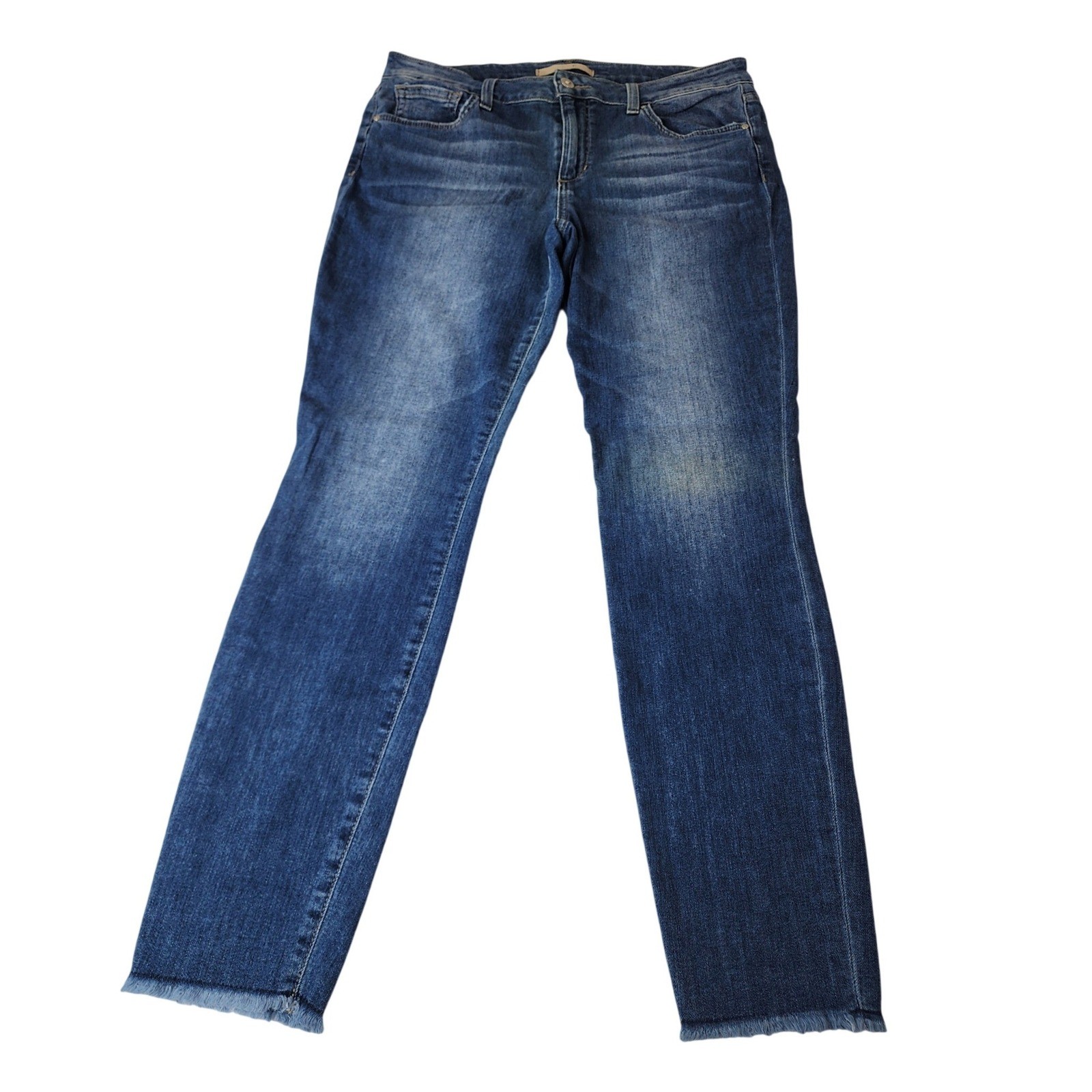 Joe’s Jeans Blanche Skinny Ankle Jeans 31 Blue Raw Hem Whiskered Stretch Denim