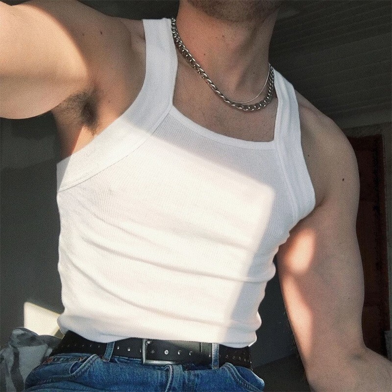 Men 100% Cotton Tagless Ribbed Tank Top A-Shirt Undershirt