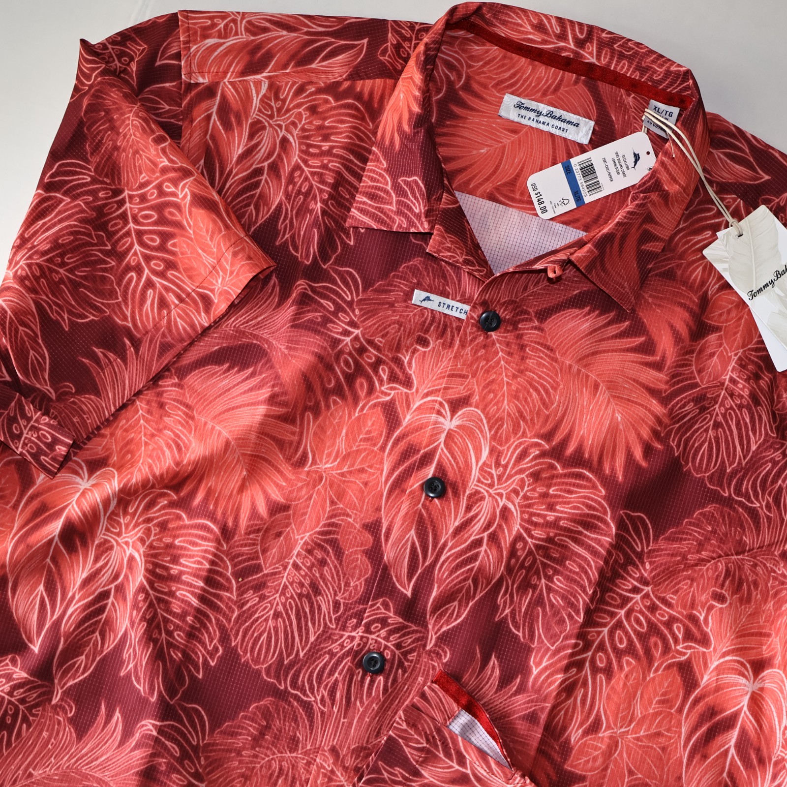 Tommy Bahama Coast Camp Shirt Luminescent Chili Pepper Red SS New XX-Large XXL