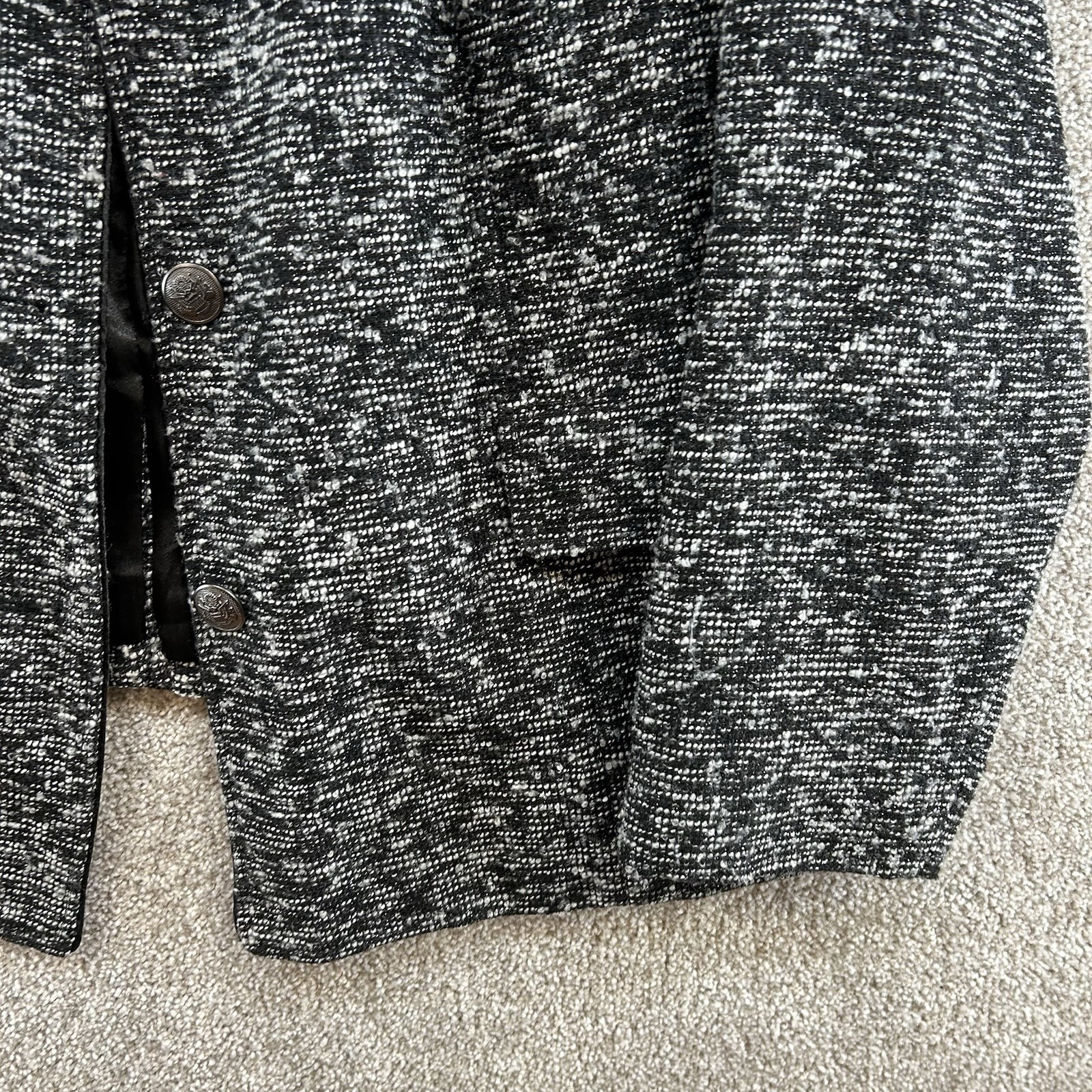Dennis Basso Women’s Jacket Size 2X Black White Tweed Button Front Career