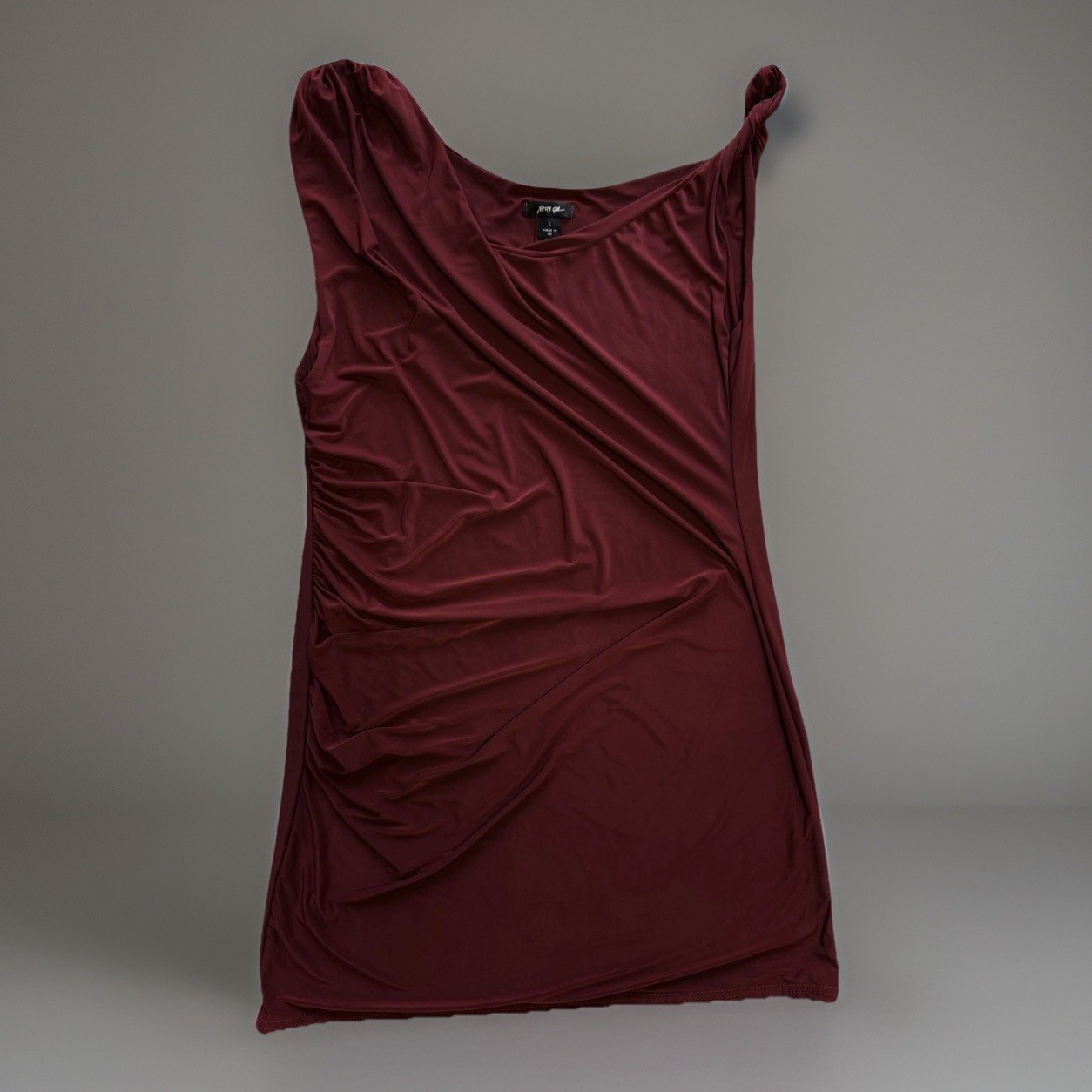 NWT Nasty Gal Slinky One Shoulder Mini Dress Maroon Christmas Womens Large
