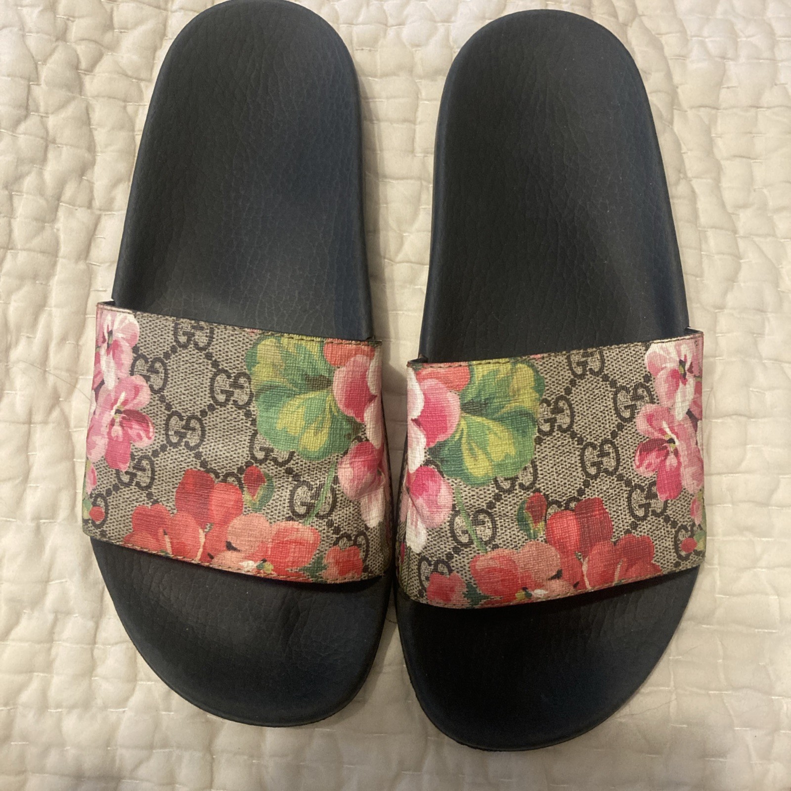 Gucci Womens GG Supreme St. Blooms Place Floral Slides Sandals Women’s Size 9
